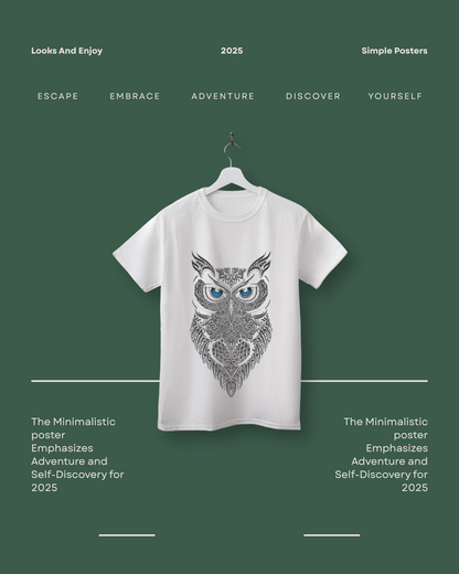 Owl Graphic Printed White Cotton T-Shirt – Unisex Round Neck