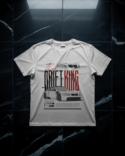 Drift King Car Graphic T-Shirt – White Unisex Streetwear Tee